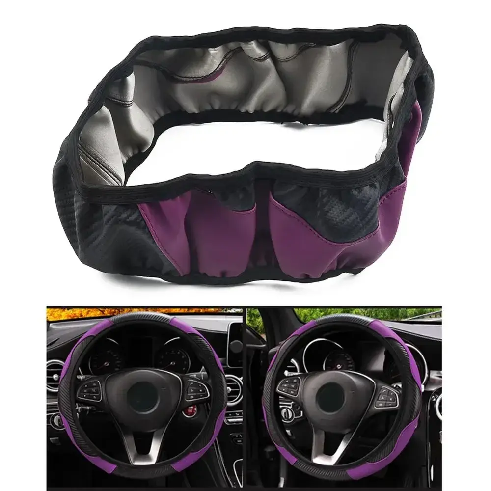 Uishoon NSH2510 Carbon Fiber PU Leather Steering Wheel Cover - Fit for Chevrolet Captiva, Renault Cl